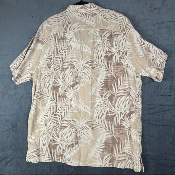 Jimmy Buffet Margaritaville Men’s XL Linen and Silk CreamBrown Tropical Shirt - Picture 6 of 7